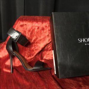 NASTY GAL BLACK STILETTO ANKLE STRAP SANDAL